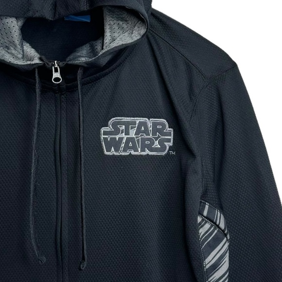 Star Wars Black Gray Stripes Long Sleeve Drawstring Full Zip Hoodie Pockets M - Picture 8 of 16